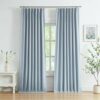 WEST LAKE 90 Inches Length Dusty Blue Pinch Pleated 100 Blackout Curtain Panels with Liners,Linen Textured Drapes for Bedroom Living Room,Energy...