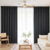 Windows Black Blackout Curtains 63 inches Long 2 Panels Set Grommet Blackout Drapes Energy Saving Noise Reducing Thermal Insulated for Bedroom...