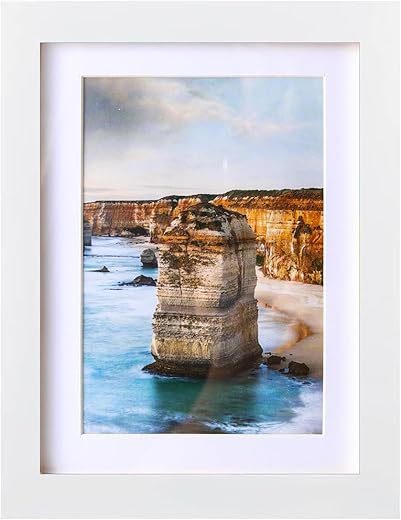 wyooxoo 5x7 Picture Frame Made of Solid Wood Photo Frame Display Pictures 4x6 with Mat or 5x7 Without Mat For Table top Display or Wall, White, 1 Pack