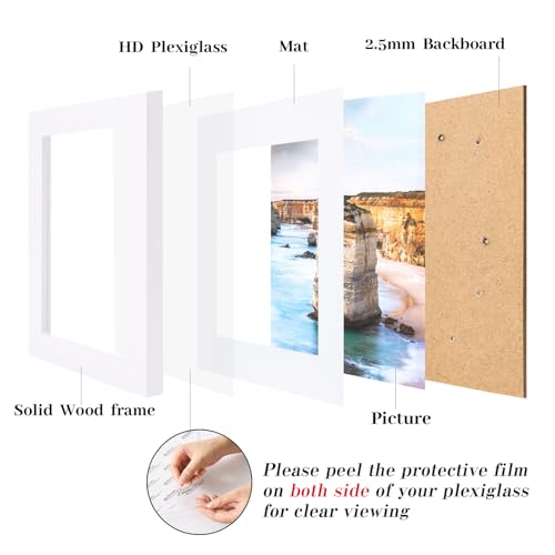 wyooxoo 5x7 Picture Frame Made of Solid Wood Photo Frame Display Pictures 4x6 with Mat or 5x7 Without Mat For Table top Display or Wall, White, 1 Pack wyooxoo 5x7 Picture Frame Made of Solid Wood Photo Frame Display Pictures 4x6 with Mat or 5x7 Without Mat For Table top Display or Wall, White, 1 Pack