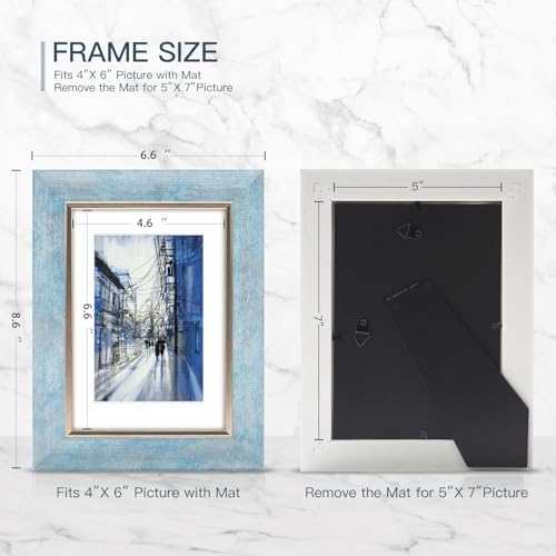 XUANLUO 5x7 Picture Frames Set of 4 Rustic Retro Photo Frame with HD Plastic Cover for Wall Mount and Tabletop Display Family Friends Wedding Gift