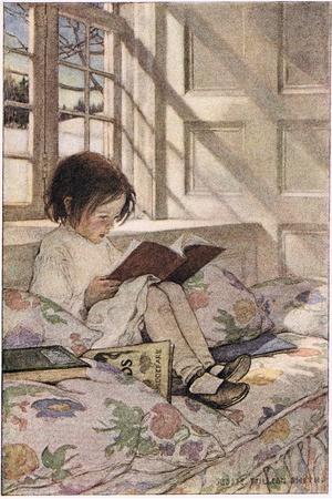 A Girl Reading, from 'A Child's Garden of Verses' by Robert Louis Stevenson, Published 1885 - Giclee Print, 12x18 A Girl Reading, from 'A Child's Garden of Verses' by Robert Louis Stevenson, Published 1885 - Giclee Print, 12x18