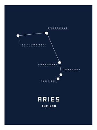 Astrology Chart Aries - Wall Art Print, 12x16 Astrology Chart Aries - Wall Art Print, 12x16