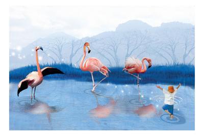 Flamingo Lesson - Wall Art Print, 18x12