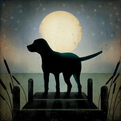 Moonrise Black Dog - Wall Art Print, 16x16 Moonrise Black Dog - Wall Art Print, 16x16