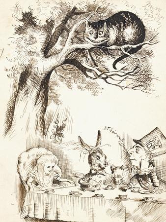 Scene from the Mad Hatter's Tea Party, C.1865 - Giclee Print, 12x16