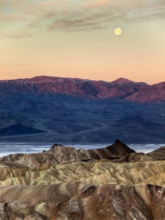 USA, California, Death Valley National Park. Moonset at Sunrise from Zabriskie Point - Photographic Print, 12x16 USA, California, Death Valley National Park. Moonset at Sunrise from Zabriskie Point - Photographic Print, 12x16